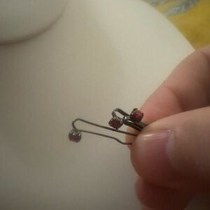 Red Gemstone Hair Pins 3 Set - Women's Jewelry